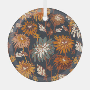 Fette Dahlie Chrysantheme chinesisches Muster Ornament Aus Glas