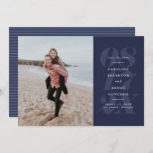 Fette Dattelnacht blaues Foto Save The Date (Vorne/Hinten)