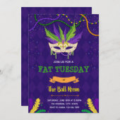 Fette Dienstag-Party Einladung (Vorne/Hinten)