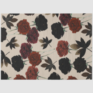 Fette dunkle Flora Rot & Schwarz Beige Botanisch Seidenpapier