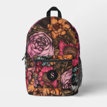 Fette dunkle Vintage-Blumen Magenta-Monogramm