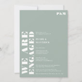 Fette, einfache, staubgrüne Hochzeitsfeier Einladung (Vorderseite)