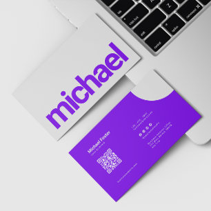 Fette, einfache, weiße und Lila Scannercodes Visitenkarte