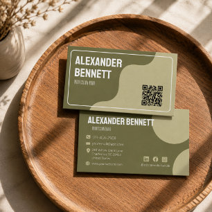 Fette Einfachheit Salbeigrüner Scannbarer Qrcode Visitenkarte