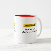 Fette faire Warnung spielerische Schrift Zweifarbige Tasse (VorderseiteRechts)
