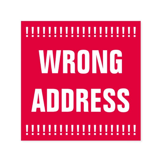 Fette "FALSCHE ADRESSE" Selbstfarbige Briefmarke a Permastempel (Design)