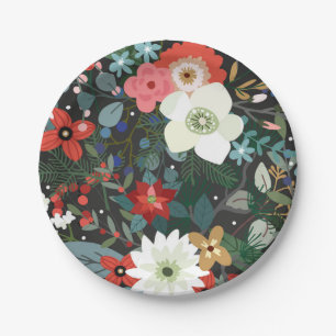 Fette Fancy Bunte Blumen Dunkle Elegante Hochzeits Pappteller