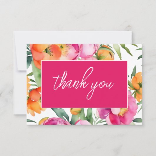 Fette Farben Rosa-Orangenbäume Eleganz Details Dankeskarte (Vorderseite)