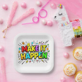 Fette farbenfrohe Motivationszitat Pappteller (Party)