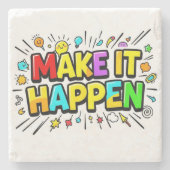 Fette farbenfrohe Motivationszitat Steinuntersetzer (Vorderseite)