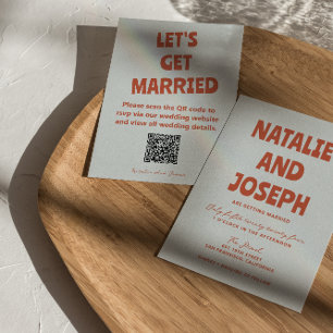 Fette farbenfrohe Retro-Funky-QR-Code-Hochzeit Einladung
