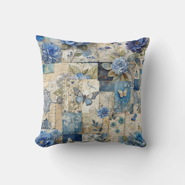 Fette Farbige Boho-Blumen-Patchwork-Muster Kissen (Vorderseite)