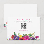 Fette Farbige Fiesta Blumen Hochzeit QR-Code RSVP Karte (Vorne/Hinten)