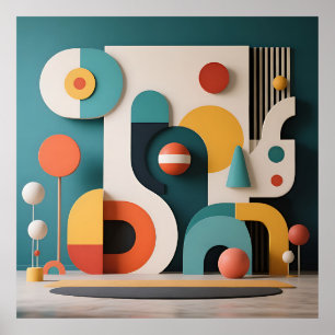 Fette Farbige Geometrische Abstraktion Poster