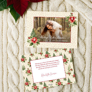 Fette Farbige Retro Vintage Weihnachtsblumen Foto Feiertagskarte