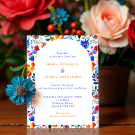Fette florale Volkspartzeits-Hochzeit Einladung