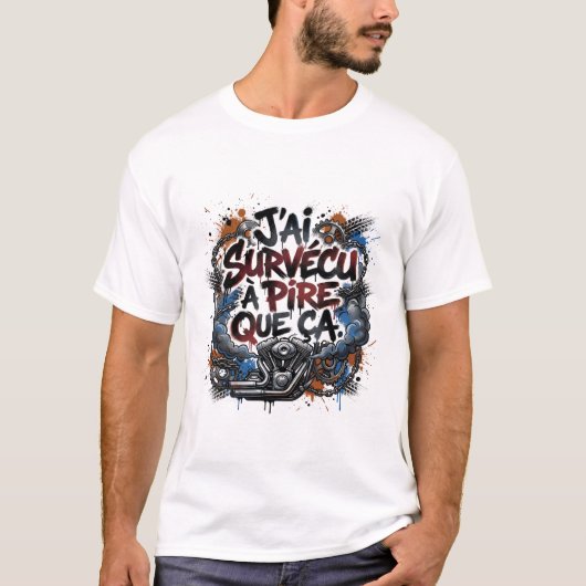 Fette französische Biker-Zitat – Graffiti T-Shirt (Vorderseite)