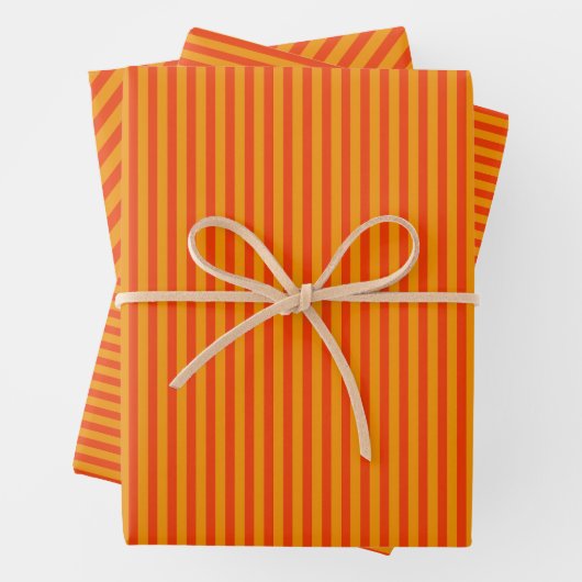 Fette Fun Simple Orange Fine Stripe Muster Geschenkpapier Set (Beispiel)