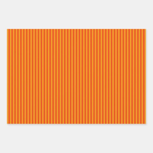Fette Fun Simple Orange Fine Stripe Muster Geschenkpapier Set (Vorderseite)