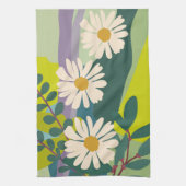 Fette Gänseblümchen-Blüte mit farbenfrohen Farbblö Geschirrtuch (Vertikal)