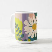 Fette Gänseblümchen-Blüte mit farbenfrohen Farbblö Kaffeetasse (Vorderseite Links)