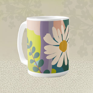 Fette Gänseblümchen-Blüte mit farbenfrohen Farbblö Kaffeetasse