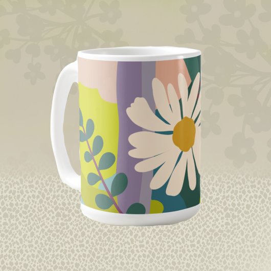 Fette Gänseblümchen-Blüte mit farbenfrohen Farbblö Kaffeetasse