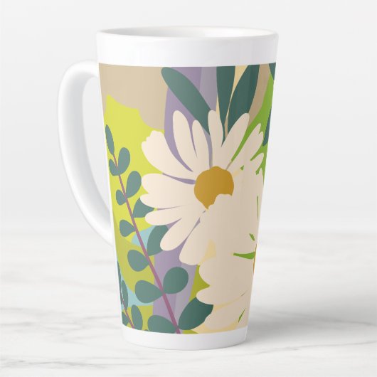 Fette Gänseblümchen-Blüte mit farbenfrohen Farbblö Milchtasse (Linke Ecke)