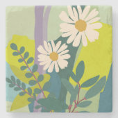 Fette Gänseblümchen-Blüte mit farbenfrohen Farbblö Steinuntersetzer (Vorderseite)