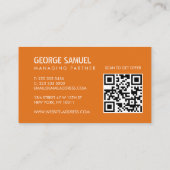 Fette geformte Konstruktion Geschäfts-QR-Code Oran Visitenkarte (Rückseite)