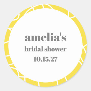 Fette gelbe abstrakte Linienkunst Brautdusche Runder Aufkleber