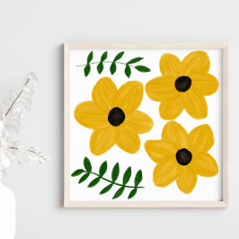 Fette gelbe moderne Blumen-Grafikmalerei Poster