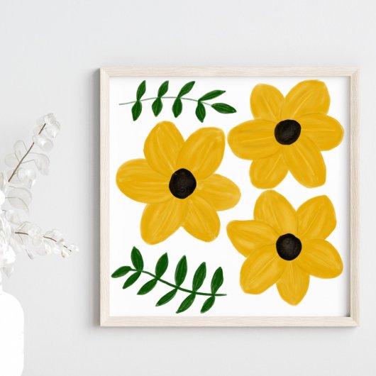 Fette gelbe moderne Blumen-Grafikmalerei Poster