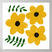 Fette gelbe moderne Blumen-Grafikmalerei Poster (Vorne)