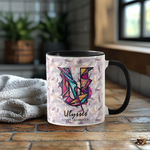Fette geometrische abstrakte Buchstabe U Kunst Tasse