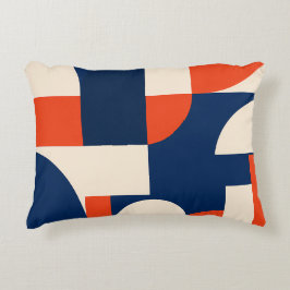 Fette geometrische Formen in Navy Orange und Dunke Dekokissen