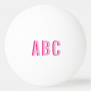 Fette, gestapelte, rosa, 3-Buchstaben-Monogramm Tischtennisball