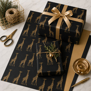 Fette Giraffen Gold und Schwarz Geschenkpapier Set