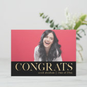 Fette Glückwunsch Zwei-Foto-Graduierungspartei Einladung (Stehend Vorderseite)