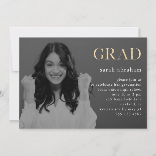 Fette Glückwunsch Zwei-Foto-Graduierungspartei Einladung (Rückseite)