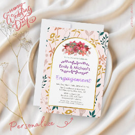 Fette Gold Floral Spring Blogs Engagement Party Einladung