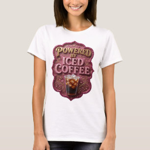 Fette Gold POWERED BY ICED COFFEE Statement Design T-Shirt