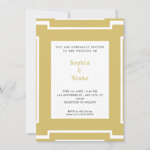 Fette Gold- und weiße Art-Deco-Hochzeit Einladung
