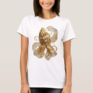 Fette goldene BETENDE HÄNDE künstlerisches Motiv T-Shirt