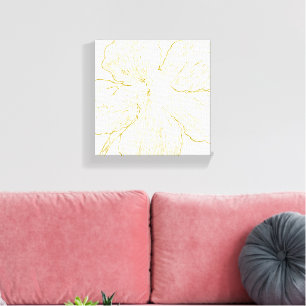 Fette Goldene Florale Linienkunst Minimalistische Leinwanddruck