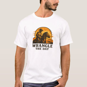 Fette Grafik eines Western-Pferdes bei Sonnenaufga T-Shirt