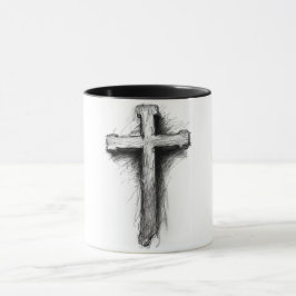 Fette, grafische christliche Kreuz-Kaffeetasse Tasse