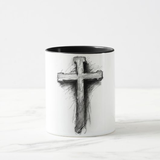 Fette, grafische christliche Kreuz-Kaffeetasse Tasse (Zentrum)