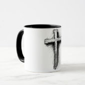 Fette, grafische christliche Kreuz-Kaffeetasse Tasse (Vorderseite Links)