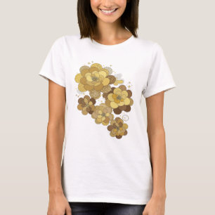 Fette graue GOLDENE BLUMENFANTASIE 3D-Textkunst T-Shirt
